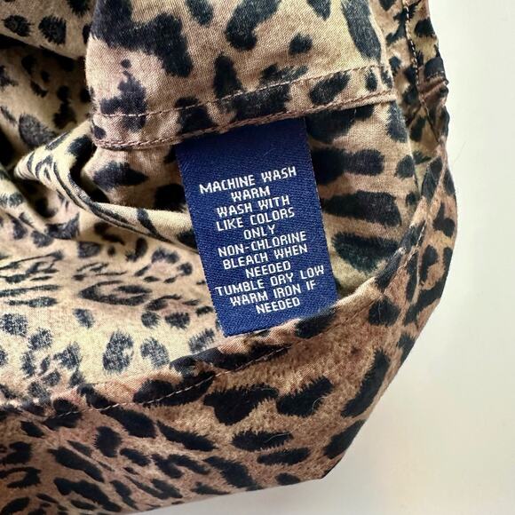 Chaps Classics Women's 1X 100% Cotton Animal Cheetah Print Button Front Blouse - Picture 5 of 7